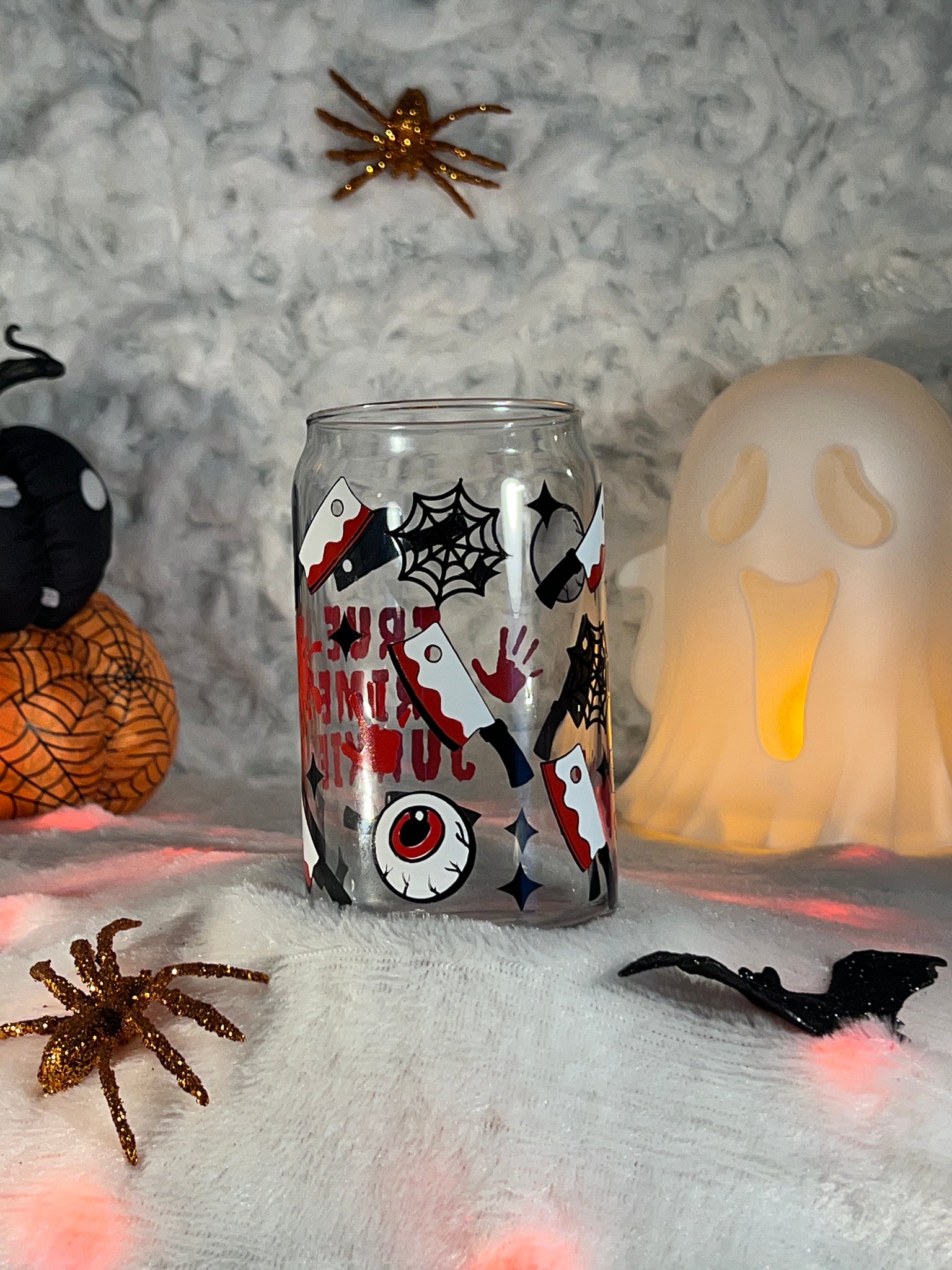True Crime Junkie Halloween Coffee Glass - HPK Personalized Products