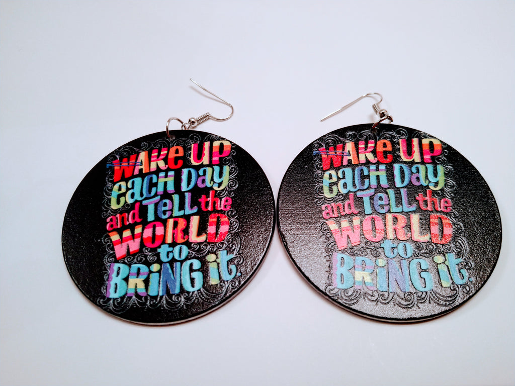 Handmade hook"Wake Up each Day" earrings - HPK Personalized Products and more