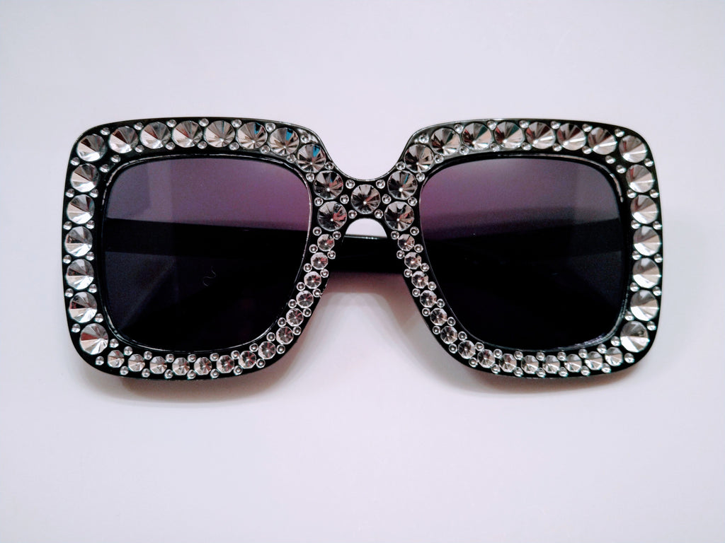 Black Oversized Rhinestones sunglasses - HPK Personalized Products and more