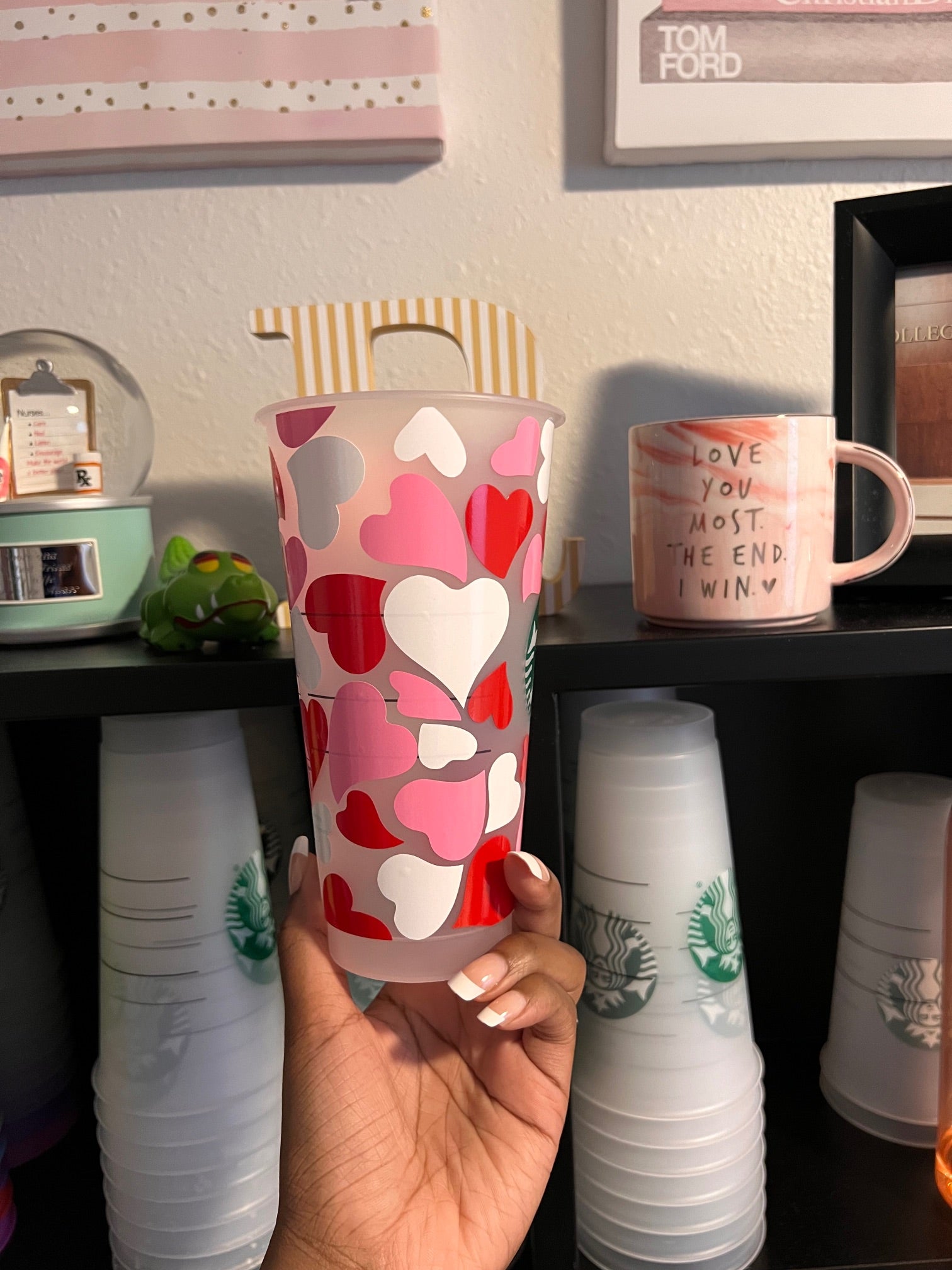 Valentine's Pink Hearts Starbucks Cup - HPK Personalized Products and more