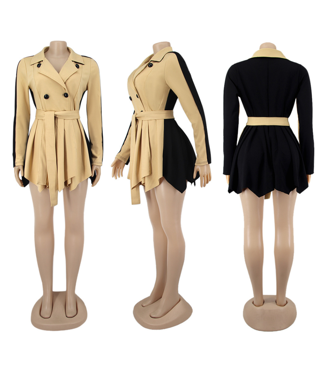 OLIVIA: Khaki & Black Long Sleeve Dress/Jacket - HPK Personalized Products and more