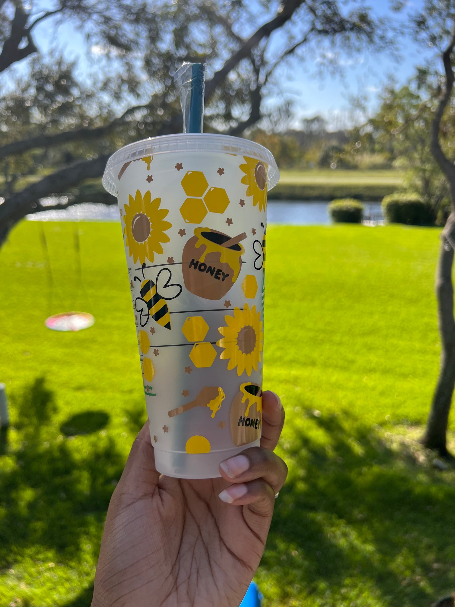 Floral Honey Bee Starbucks Cup - HPK Personalized Products and more