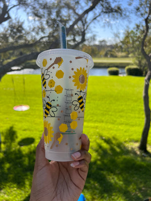 Floral Honey Bee Starbucks Cup - HPK Personalized Products and more