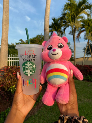 Pink Care Bear Cup and Cheer Bear Bundle - HPK Personalized Products and more